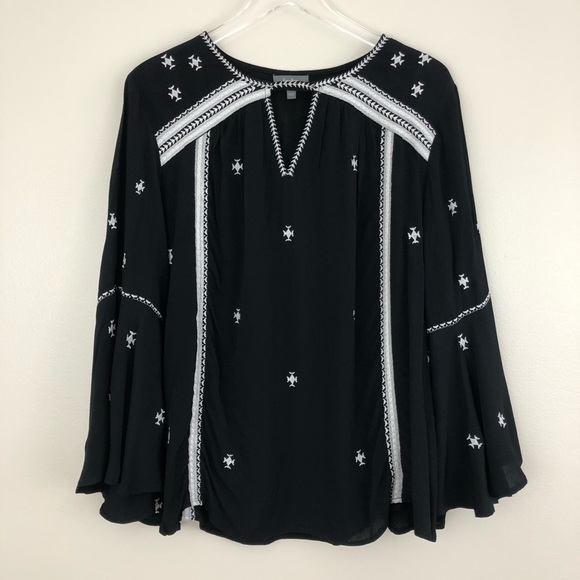 Neiman Marcus | Embroidered Bell Sleeve Blouse - Picture 1 of 8